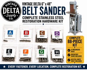 Vintage Delta 6" x 48" Belt Sander Complete Stainless-Steel Hardware Kit