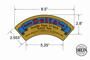 DELTA 14" BANDSAW TOP WHEEL COVER DECAL