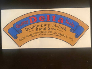 DELTA 14" BANDSAW TOP WHEEL COVER DECAL