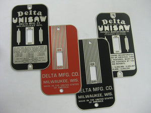 VINTAGE SWITCH PLATES - Delta Unisaw and Delta Mfg styles - new stainless steel
