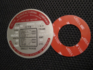 DELTA BULLET MOTOR NAME PLATE