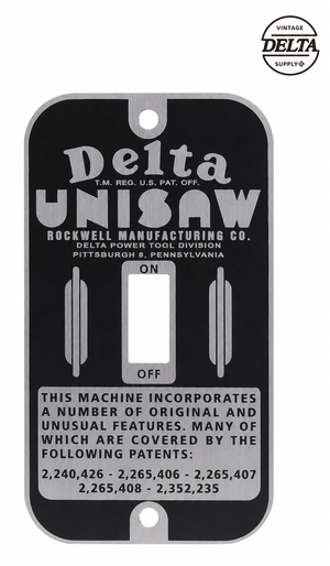 VINTAGE SWITCH PLATES - Delta Unisaw and Delta Mfg styles - new stainless steel