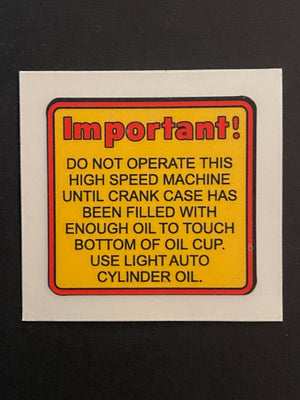 VINTAGE DELTA SCROLL SAW CRANK CASE LUBE DECAL