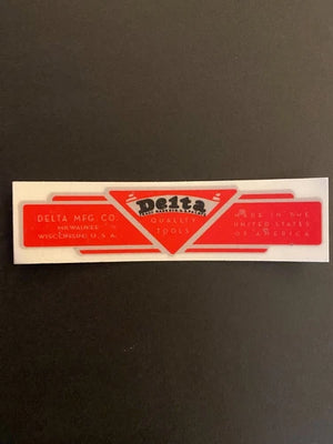 DELTA LOGO DECAL FOR VINTAGE DELTA WOODWORKING MACHINERY